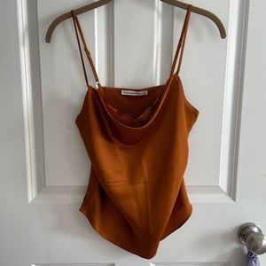 Satin Abercrombie tank with lace detail